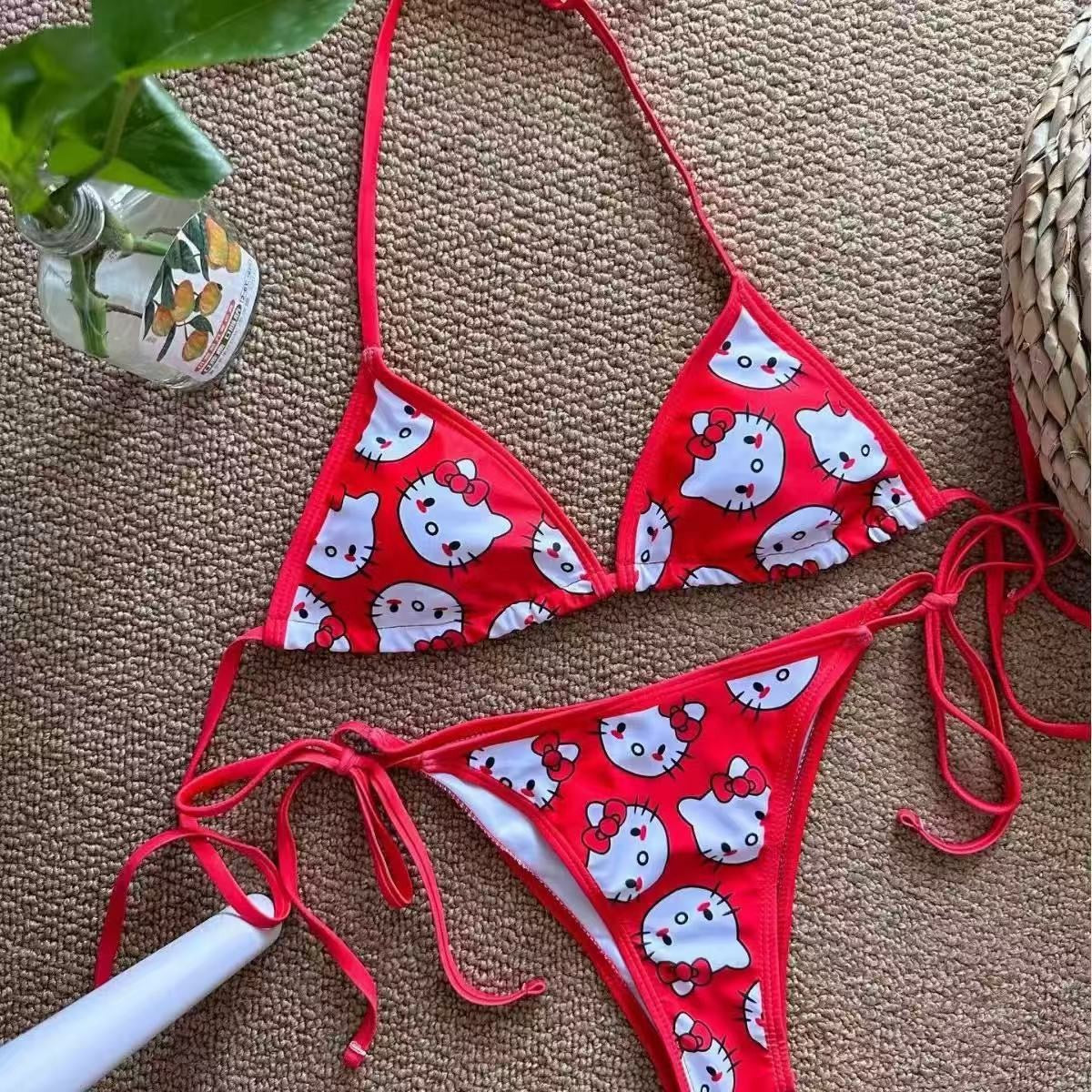 Midnight Kitty Bikini Set